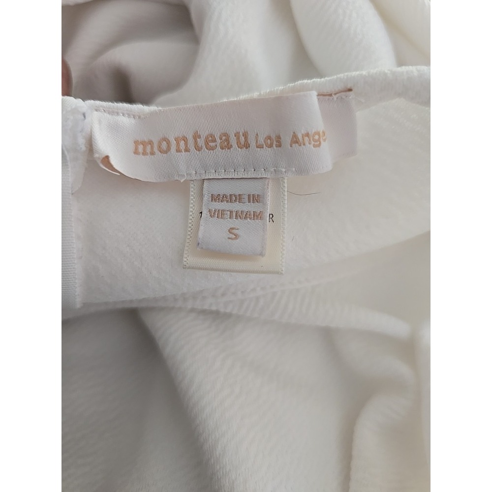 Monteau Los Angeles Sleeveles Jumpsuit Women SZ S White Pockets Zip Work 2 Play - Picture 4 of 12